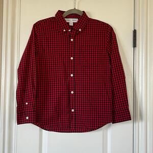 Old Navy Button Down Shirt Boys Large 10/12 Red Black Buffalo Plaid